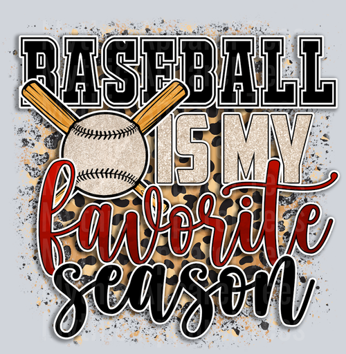 BaseballIs My Favorite Season leopard print DTF Baseball Transfers