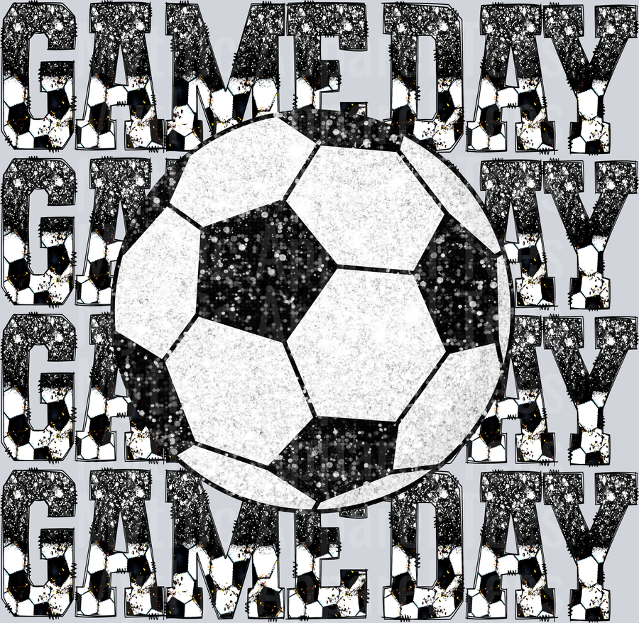 Gameday Soccer Ball Glitter Style DTF Soccer Transfers