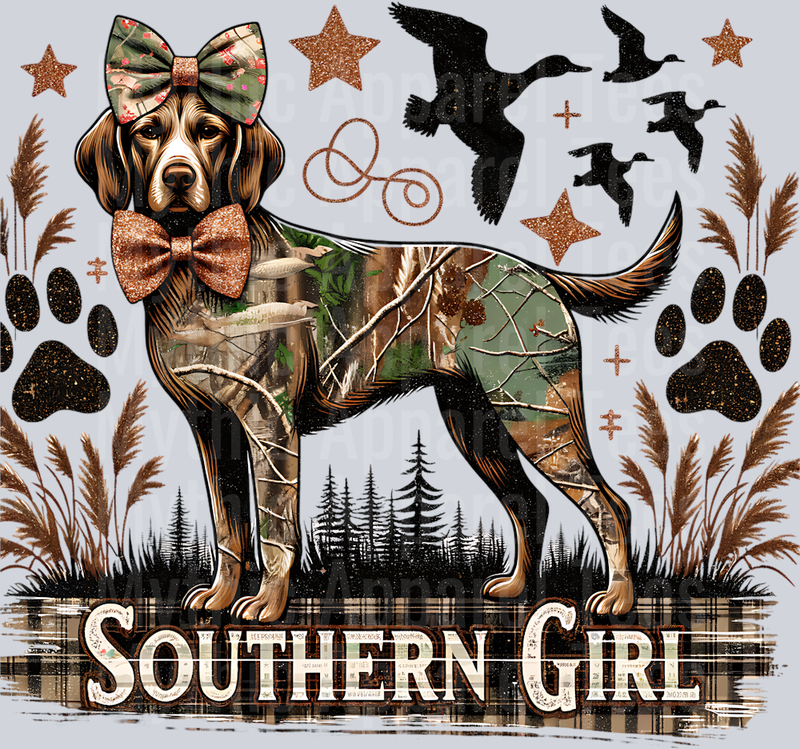 southern girl Dog with Ducks Paw Prints Dog Mom DTF Southern Transfers