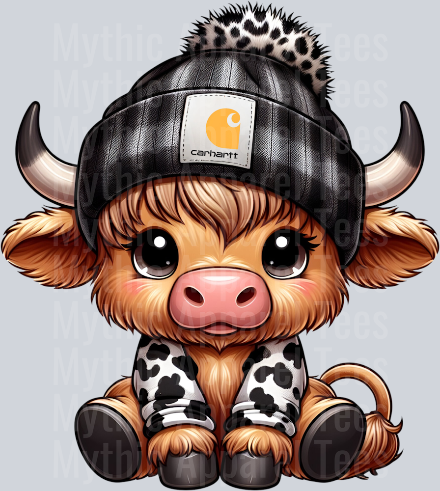 4 Leopard print Cowhartt Highland Cow DTF Carhartt Highland Cow Transfers
