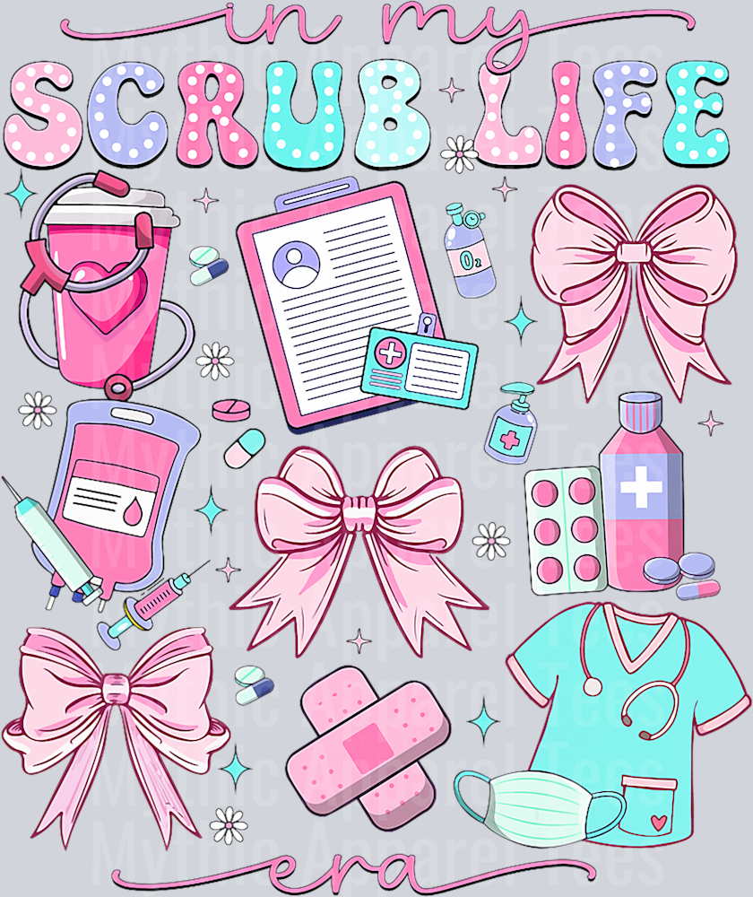 In My Scrub Life Era Coquette Bow Funny ER ICU Nurse T-Shirt (1)