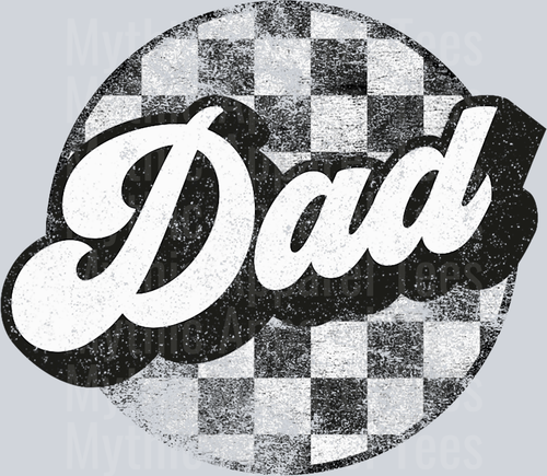 Dad with circular Checker pattern DTF Dad Transfers