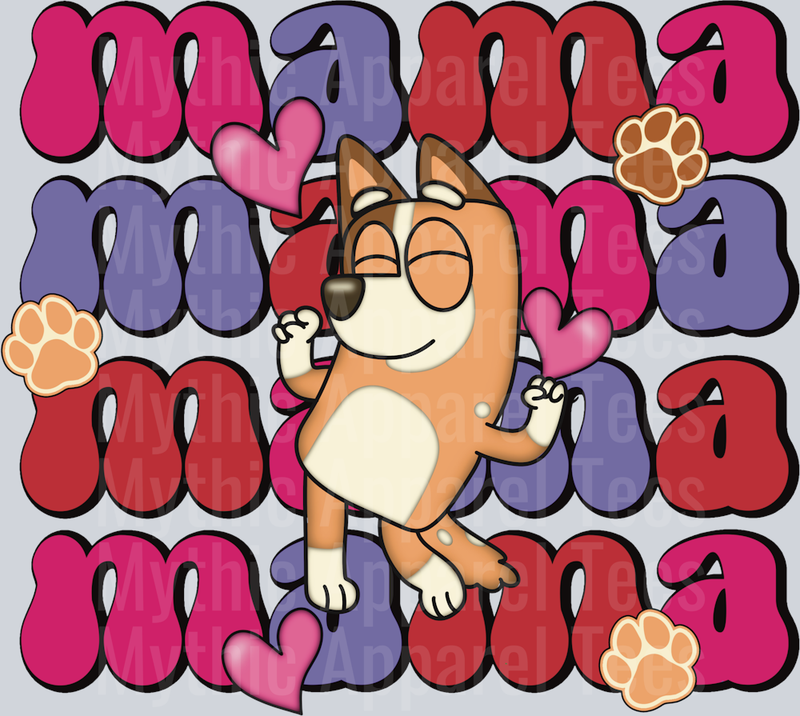 Bluey Mama Valentines Day DTF Bluey Transfers