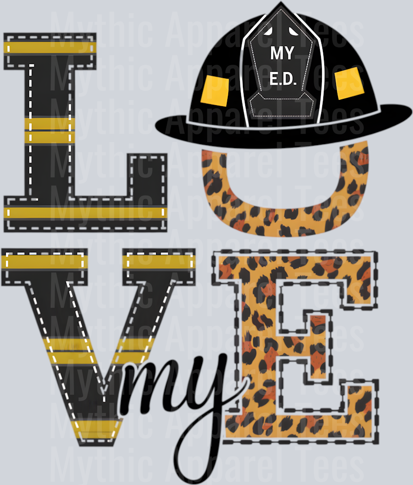 My Love Firefighter with leopard prints DTF Firefighter Transfers