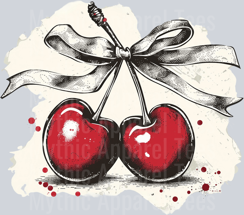 Cherries on tan background DTF Cherry Transfers