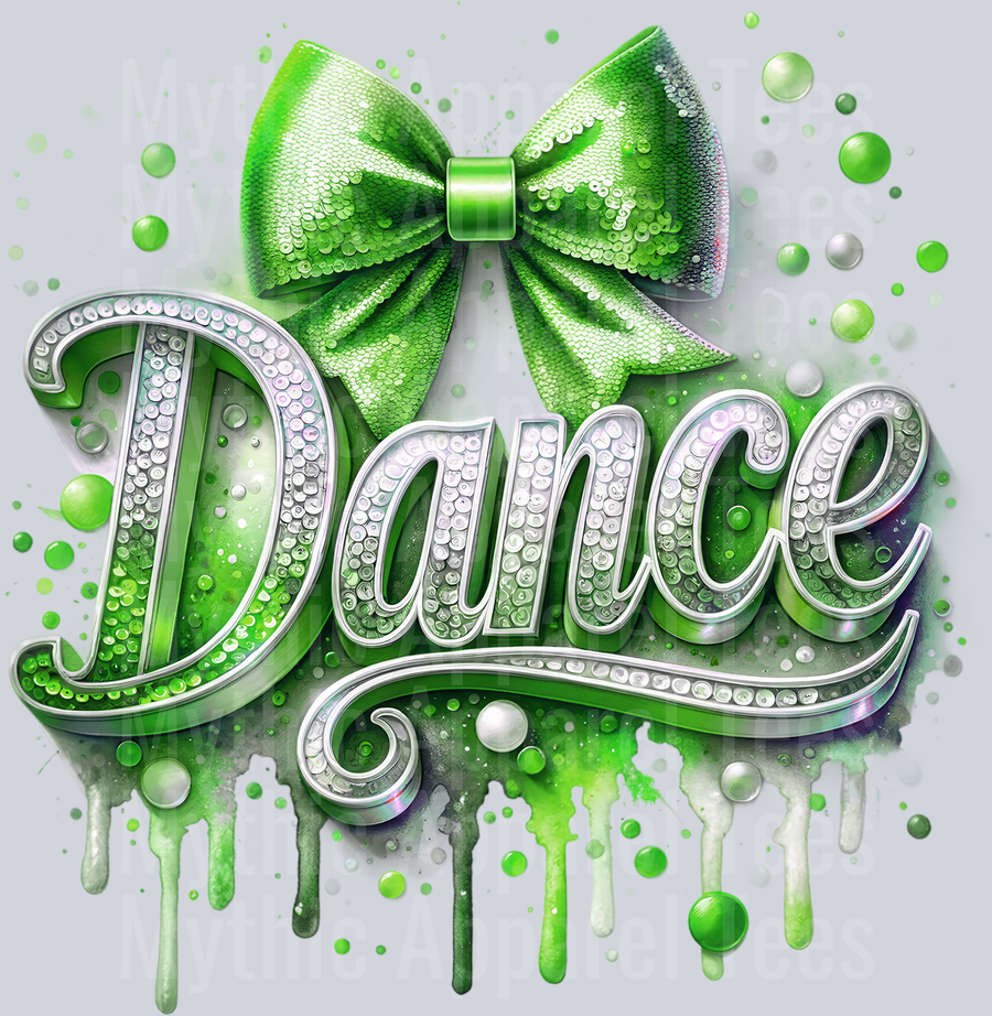 0018 Dance Sequins Green DTF Dance Swoosh Transfers
