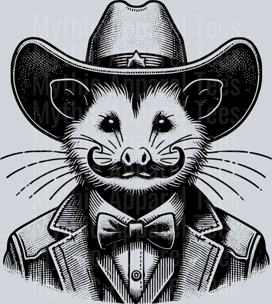 OPOSSUM DRESSED AS COWBOY BLACK DESIGN