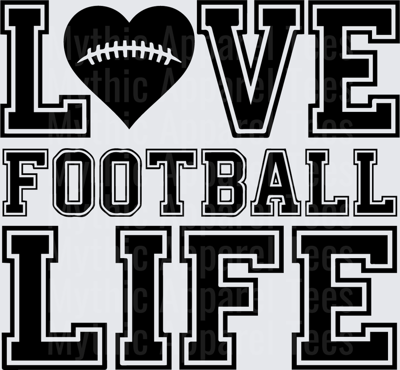 American Football Love Football Life Bold Varsity Block Letter Design