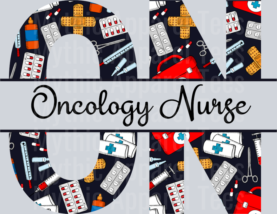 Oncology Nurse ON Red White Black Colors DTF Nurse Transfers