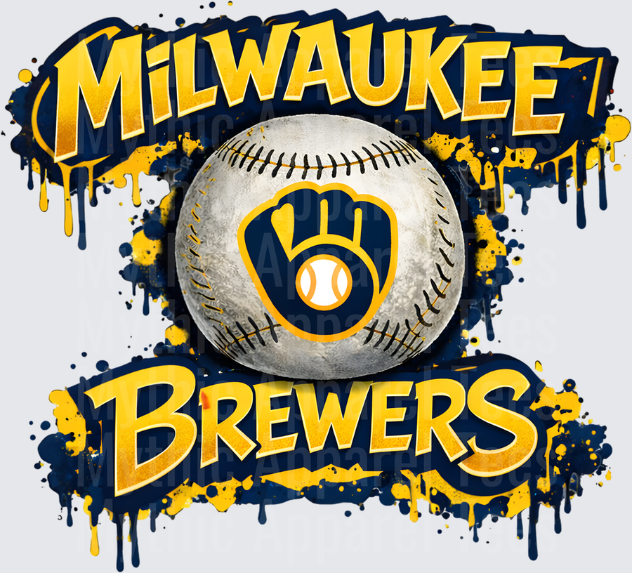 MLB Transfers Milwaukee Brewers Baseball Paint Splash Design