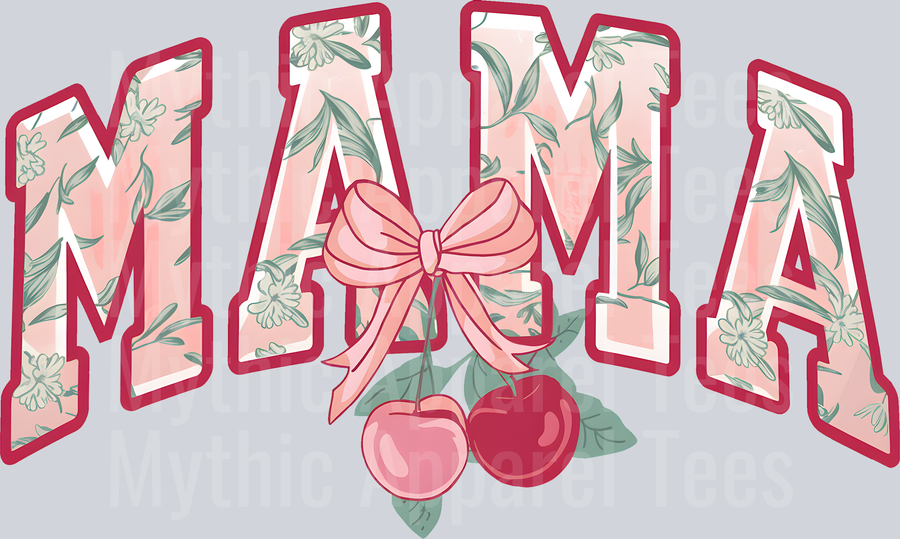 mama cherry pink and red DTF MOM Transfers