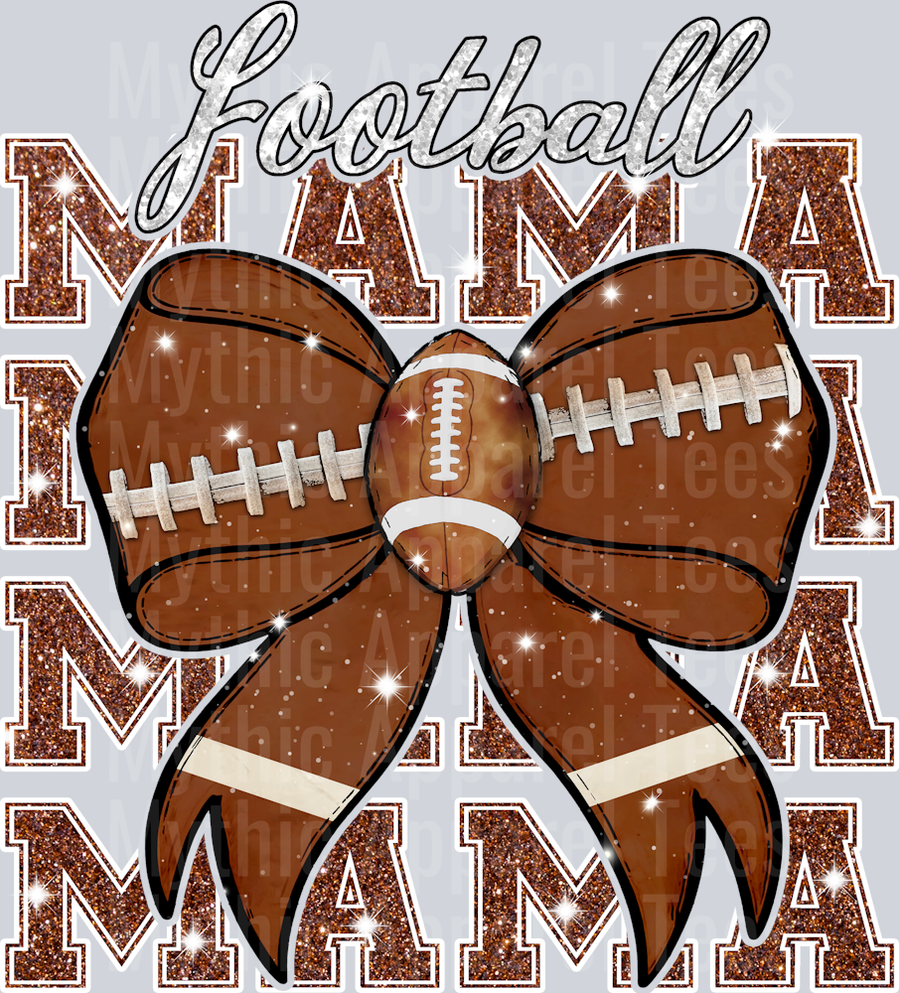 Football mama football colored ribbon glitter cute DTF Sports Transfers