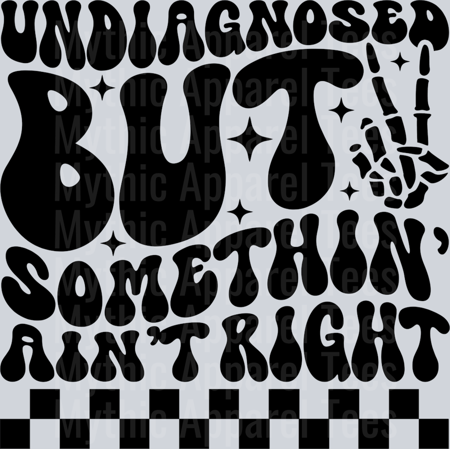 Undiagnosed Pocket Funny Wavy Retro Words Black