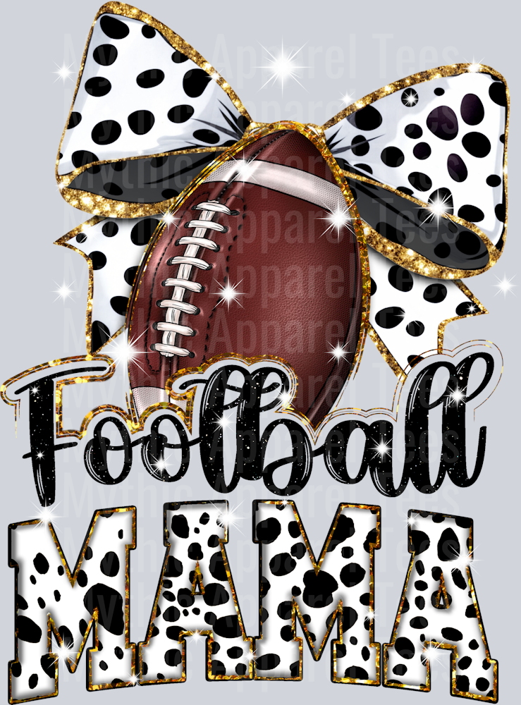 Football mama with bow and ball spots cute DTF Sports Transfers