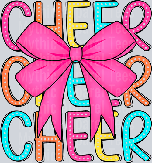 Pink Orange Yellow Blue Cheer bow with dots DTF Cheer Bow Transfers