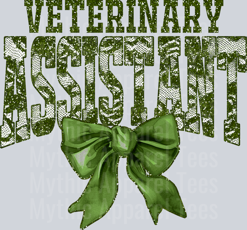 Olive Green Lace Medical Assistant St Patrick's Day College Font Floral and shamrock pattern