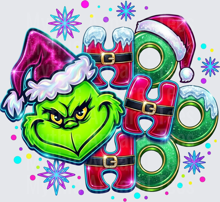 New Grinch Santa Hat Ho Ho Ho Neon Snowflake Christmas