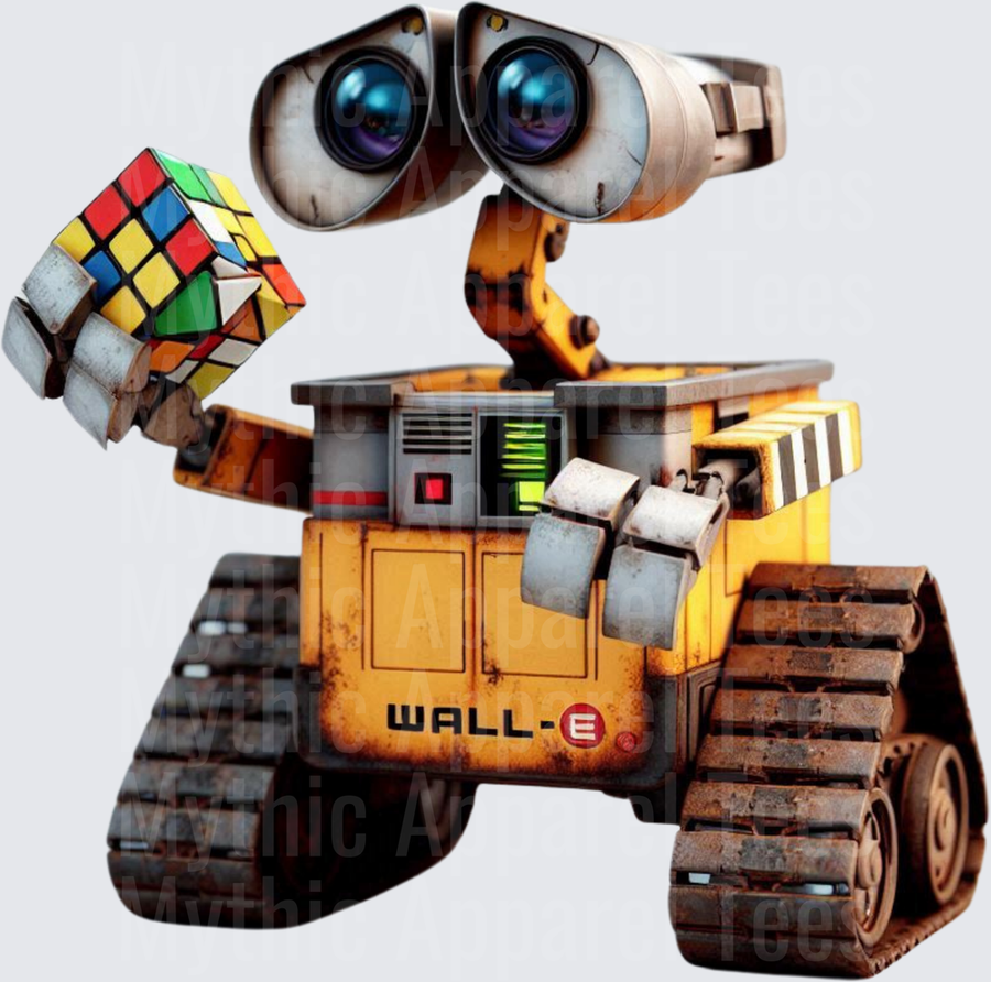 WALL-E Robot Holding Colorful Rubik's Cube Pixar Character Design