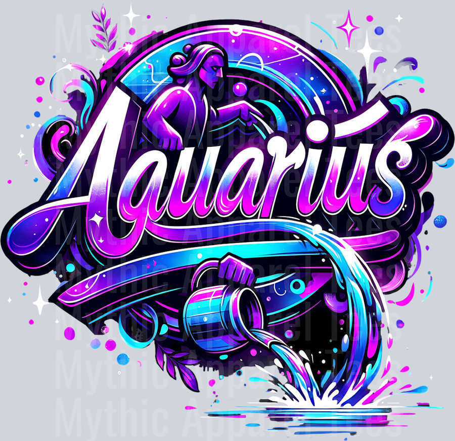 Aquarius 2 Purple Sign DTF Zodiac Sign Transfers