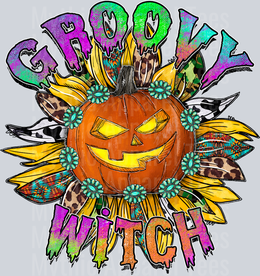 Groovy Witch Sunflower Halloween Fall