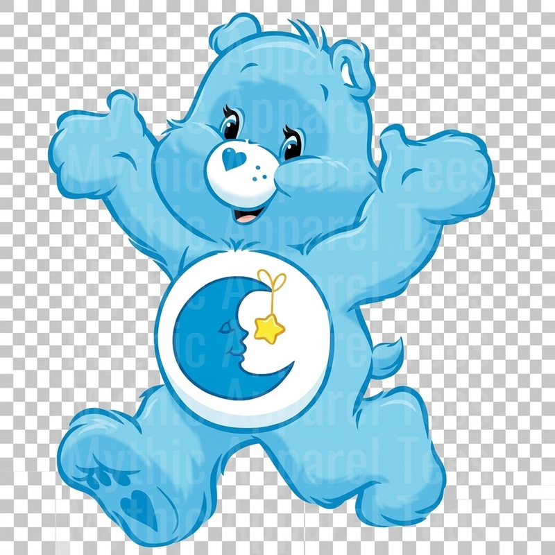 Care Bears Bedtime Bear Blue Moon Star Belly Badge Dancing