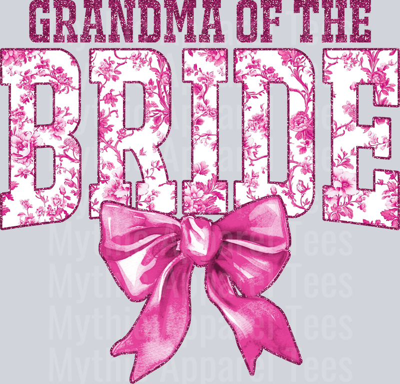 Light Pink Grandma Of The Bride College Font With Bow Floral Pattern Wedding