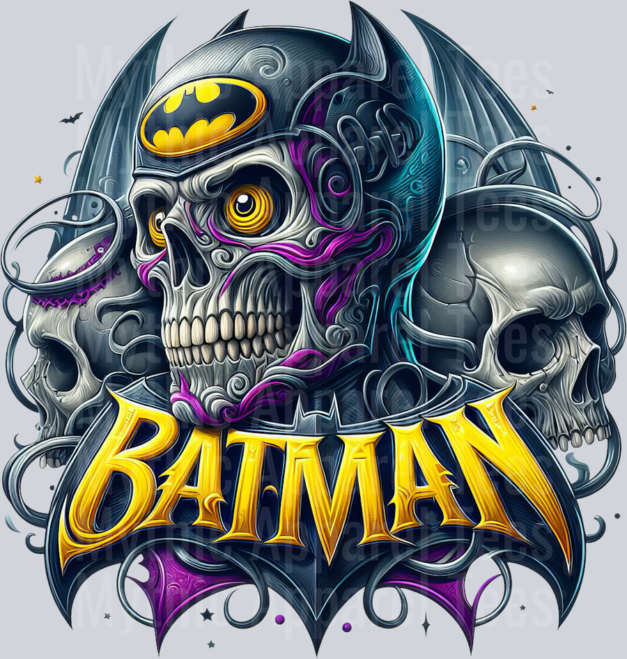 Batman Traditional Logo Skull Pt 2 DTF Superhero Transfers