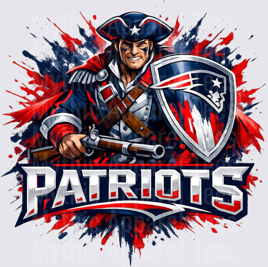 NFL New England Patriots Minuteman Shield Paint Splash