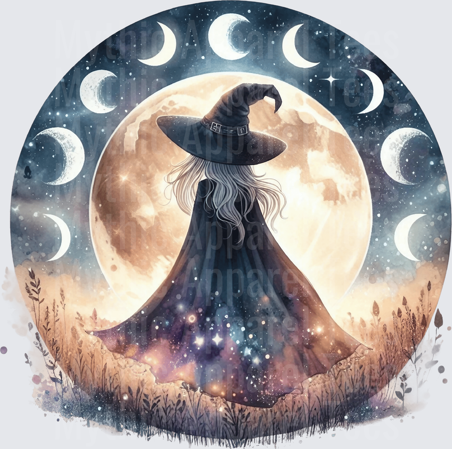 Halloween Gothic Witches Moon Phase Celestial Cloak Mystic Night