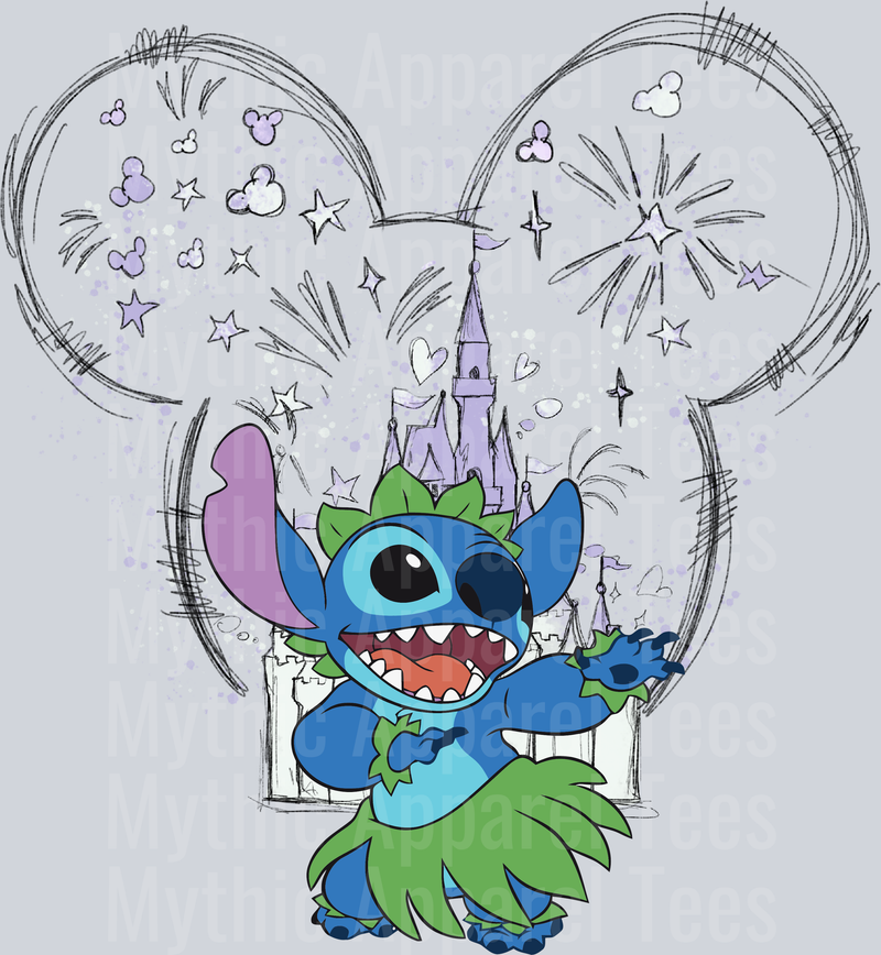 Stitch Fireworks Ears Hula DTF Disney Transfers