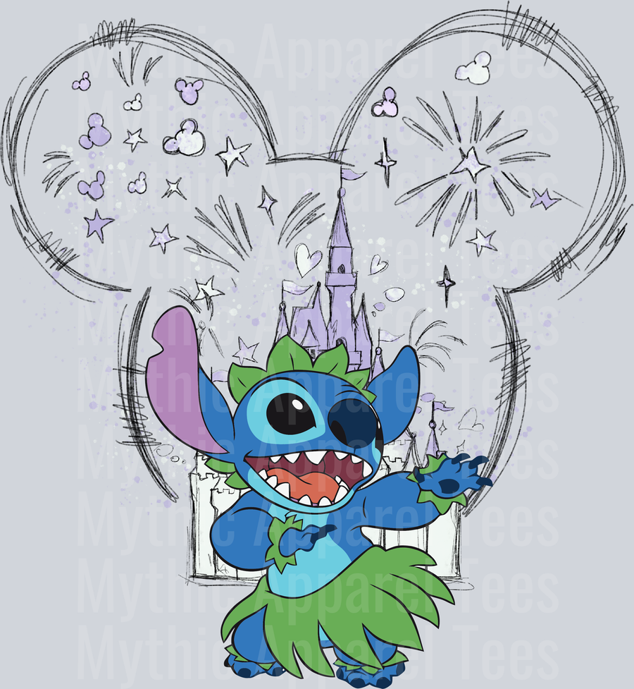 Stitch Fireworks Ears Hula DTF Disney Transfers