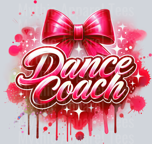 Dance Coach Airbrushed Red DTF Dance Coach Transfers