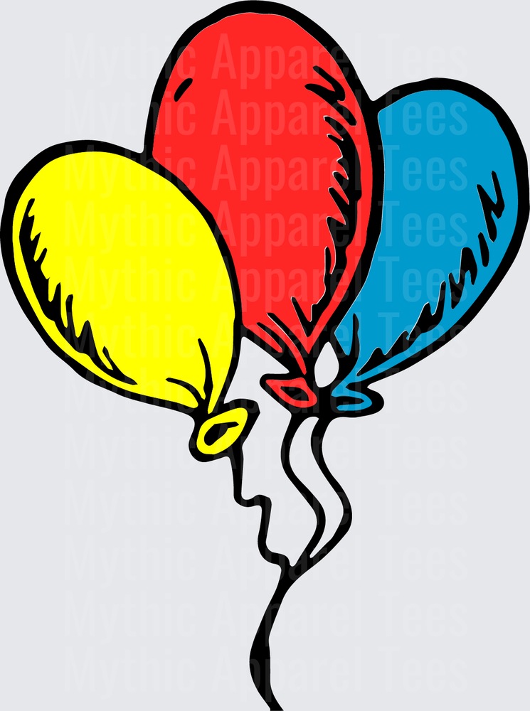 DR Seuss Bold Primary Color Balloon Trio with Curly Strings