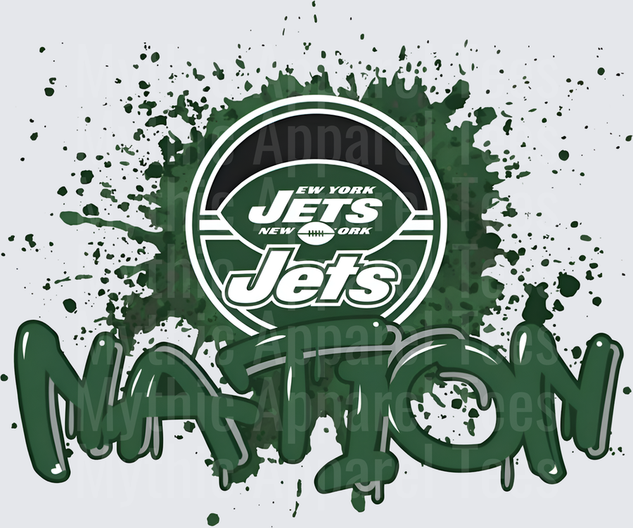 NFL Transfers New York Jets Logo with Green Paint Splatter Mom Design