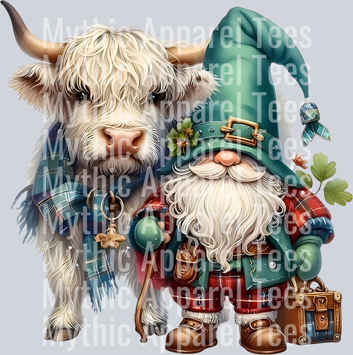 Highland Cow and Gnome Christmas Design - Highland Cow Christmas Design