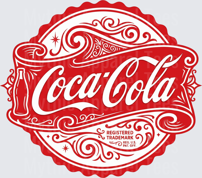 Coke Coca-Cola Vintage Red Scallop Badge with Classic Bottle