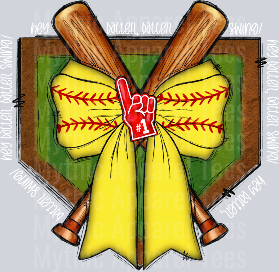 Hey batter batter white DTF Softball Transfers