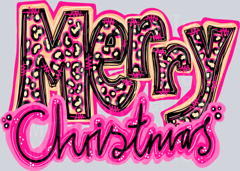 Merry Christmas Neon Pink DTF Christmas Transfers