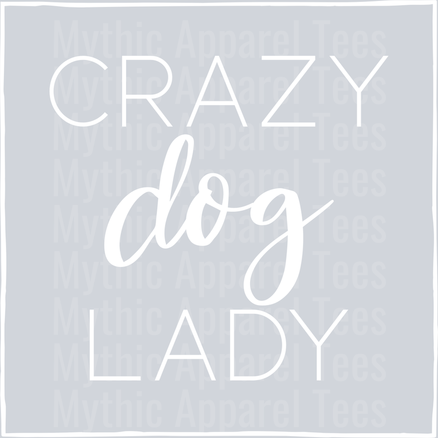 Crazy dog lady frame white DTF Dog Transfers
