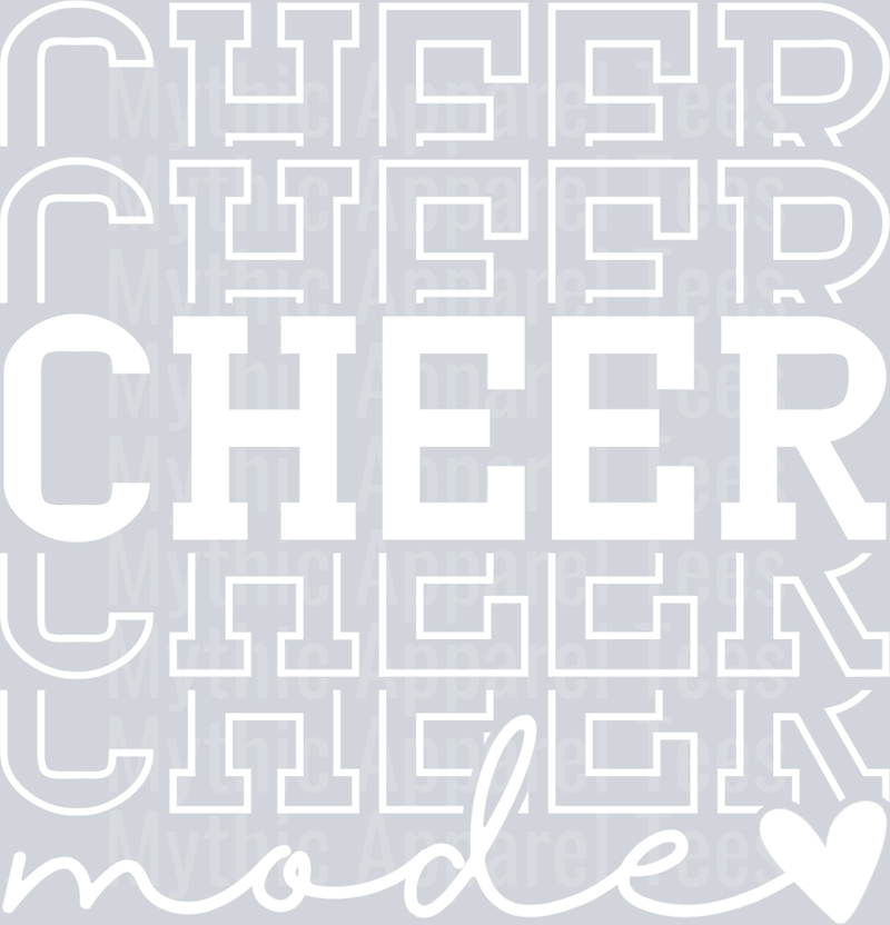 Cheer Mode Stacked White Varsity Letters Chearleader