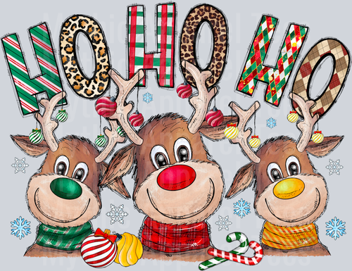 Ho Ho Ho Deer Png, Deer, Christmas Deer, Reindeer, Merry Christmas DTF Christmas Transfers