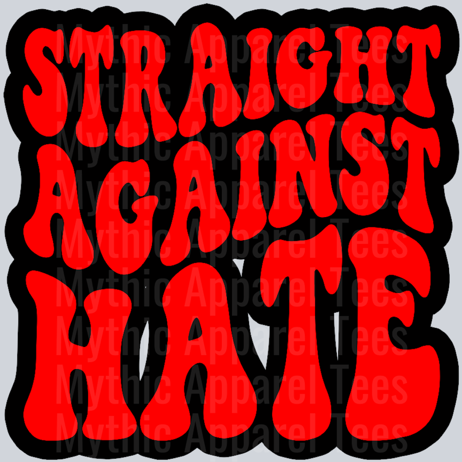 Straight Against Hate Wavey Retro Style Funny Shirt Design