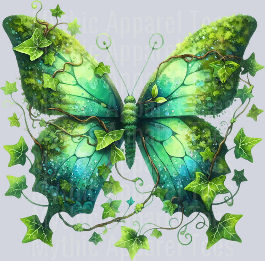 Green blue leaf Watercolor butterfly DTF Butterfly Transfers