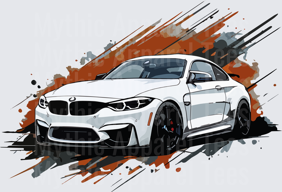 Drifting and Muscle Cars White BMW M4 Coupe Grunge Splash Art