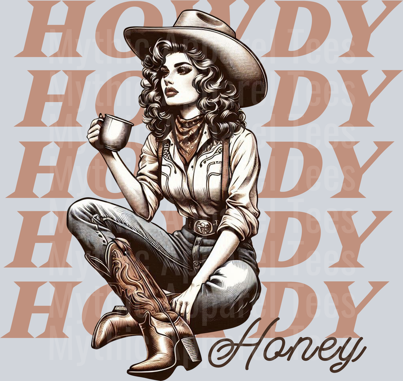 Howdy Honey Retro DTF Western Girl Transfers