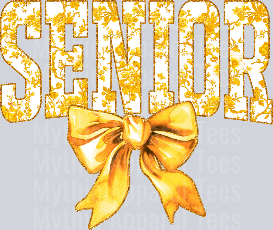 Yellow Senior College Font Floral Senior Graduation Design