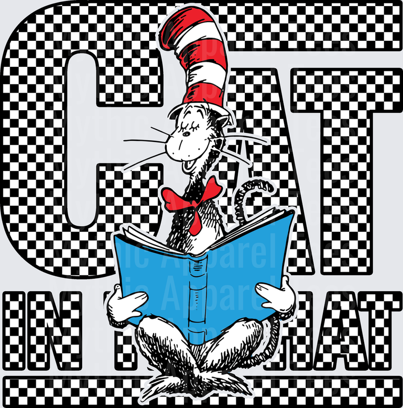 DR Seuss Cat In The Hat Reading Book Checkered Letters