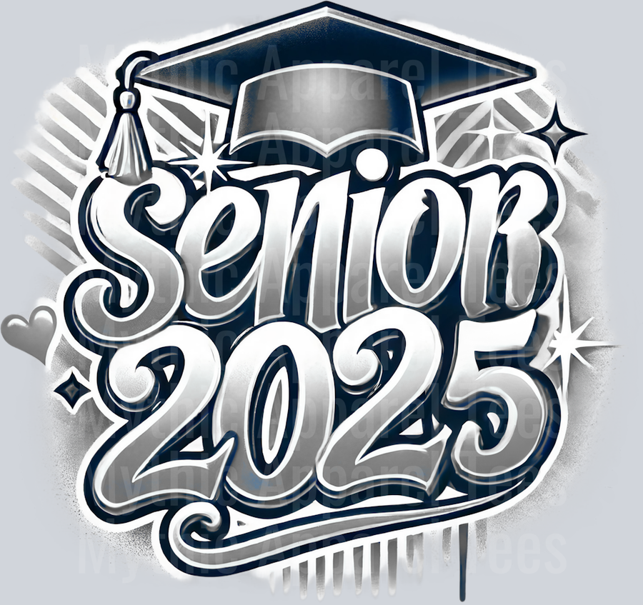 0040 Senior 2025 Gray DTF 2025 Senior Graduation Transfers