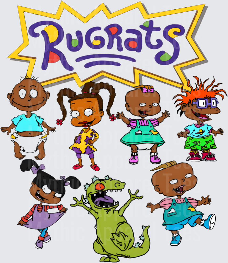 Rug Rats Black Cast Characters Group with Reptar Logo