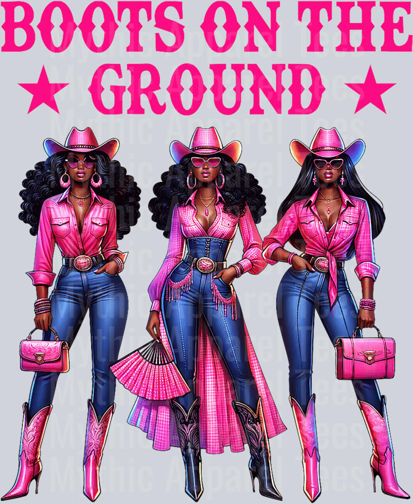 Boots on the ground Stunnin Pink DTF Western Girl Transfers